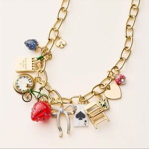Charming Gold Necklace with Colorful Charms